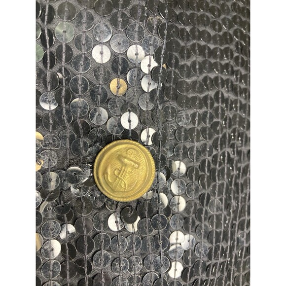 Sandy Starkman Black Sequin Blazer Jacket M Gold Stripe Nautical Cruise Vintage - Picture 5 of 8